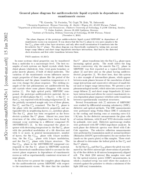 (PDF) General phase diagram for antiferroelectric liquid crystals in ...