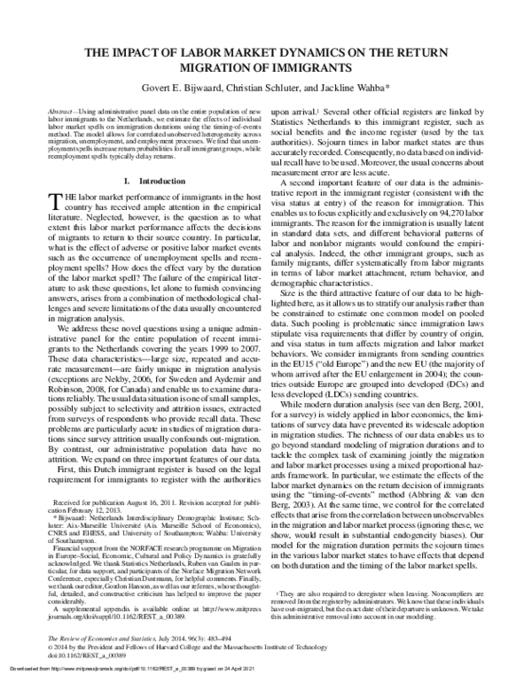 (PDF) The Impact of Labor Market Dynamics on the Return Migration of ...
