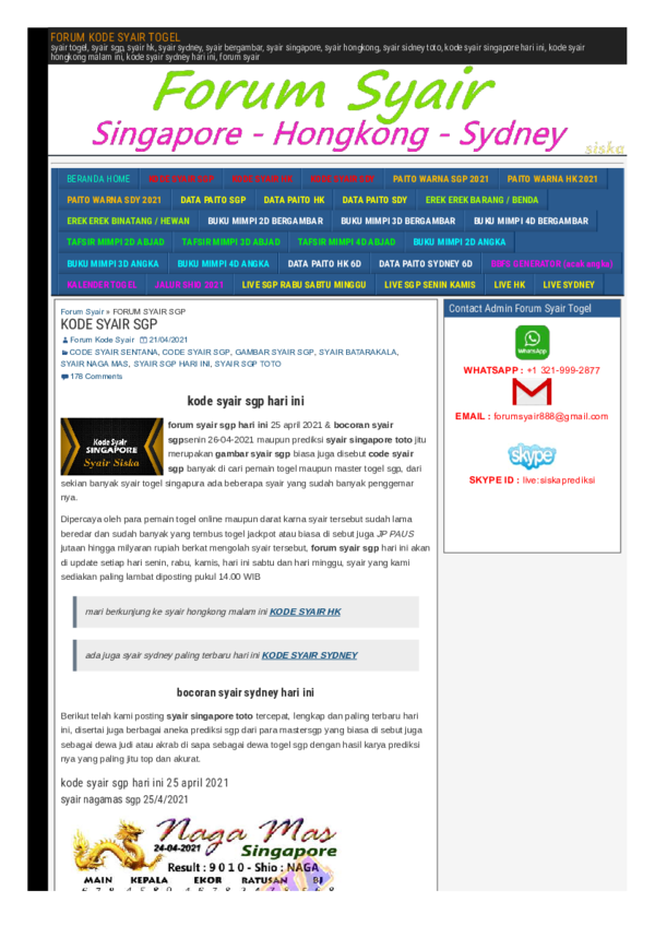 Syair Sgp Hk Hari Ini Syair Sgp Hk Hari Ini