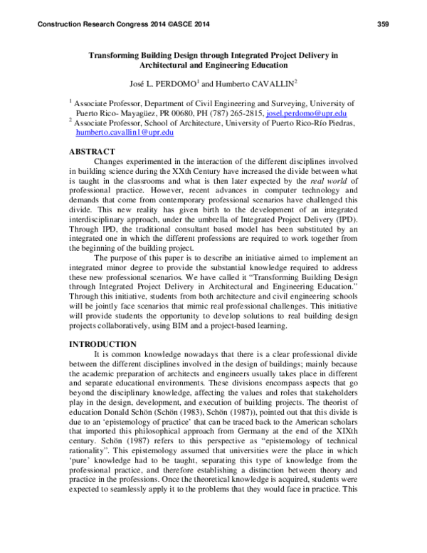 (PDF) Transforming Building Design through Integrated Project Delivery ...