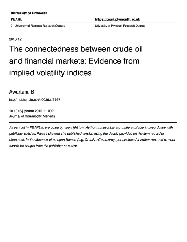(PDF) The connectedness between crude oil and financial markets ...