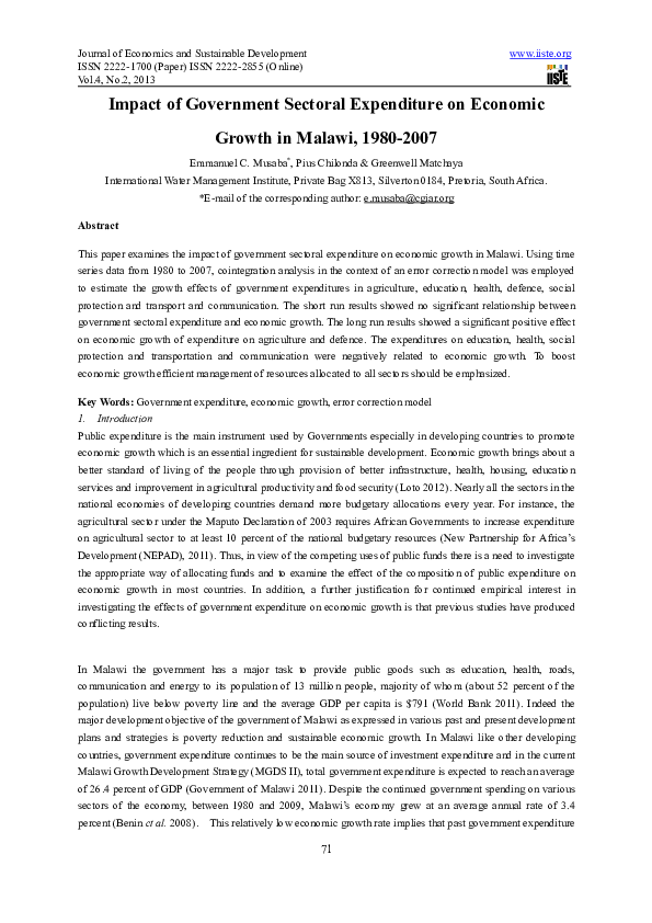 (PDF) Impact of Government Sectoral Expenditure on Economic Growth in ...
