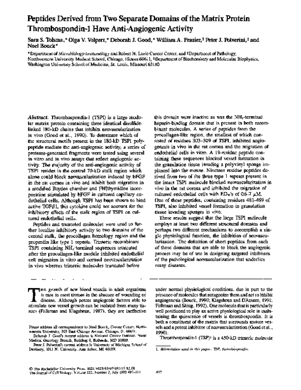 (PDF) Peptides derived from two separate domains of the matrix protein ...