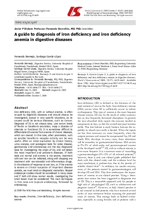 (PDF) A guide to diagnosis of iron deficiency and iron deficiency ...