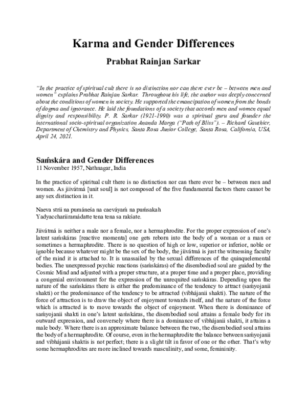 (PDF) Karma and Gender Differences Richard Gauthier Academia.edu
