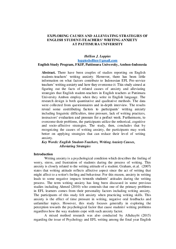 (PDF) Exploring Causes and Alleviating Strategies of English Student ...