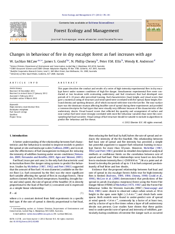 (PDF) Changes in behaviour of fire in dry eucalypt forest as fuel ...