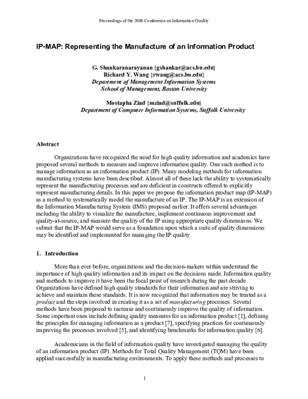 (PDF) Ip-map: Representing the manufacture of an information product