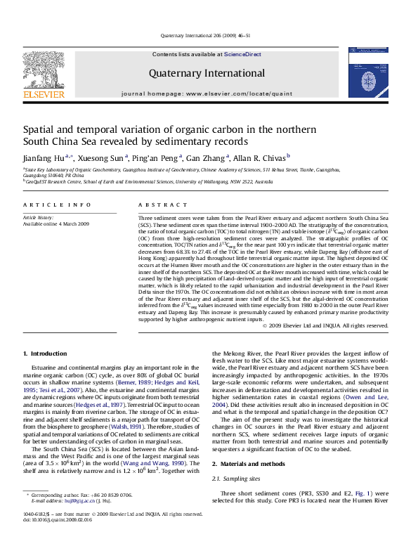 (PDF) Spatial and temporal variation of organic carbon in the northern ...