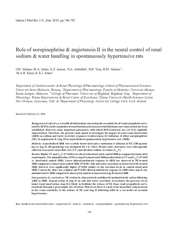 (PDF) Role of norepinephrine & angiotensin II in the neural control of ...