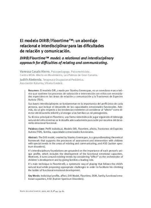 (PDF) El modelo DIR®/Floortime™: un abordaje relacional e ...