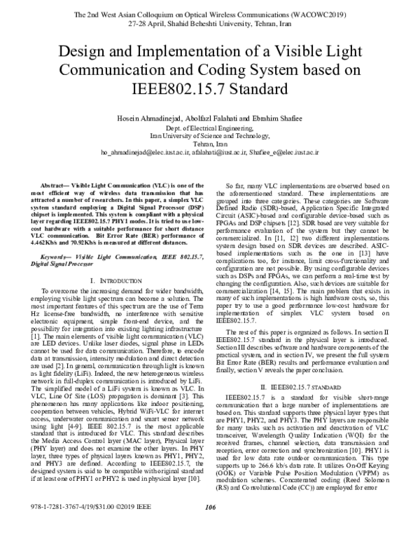 (PDF) Design and Implementation of a Visible Light Communication and ...