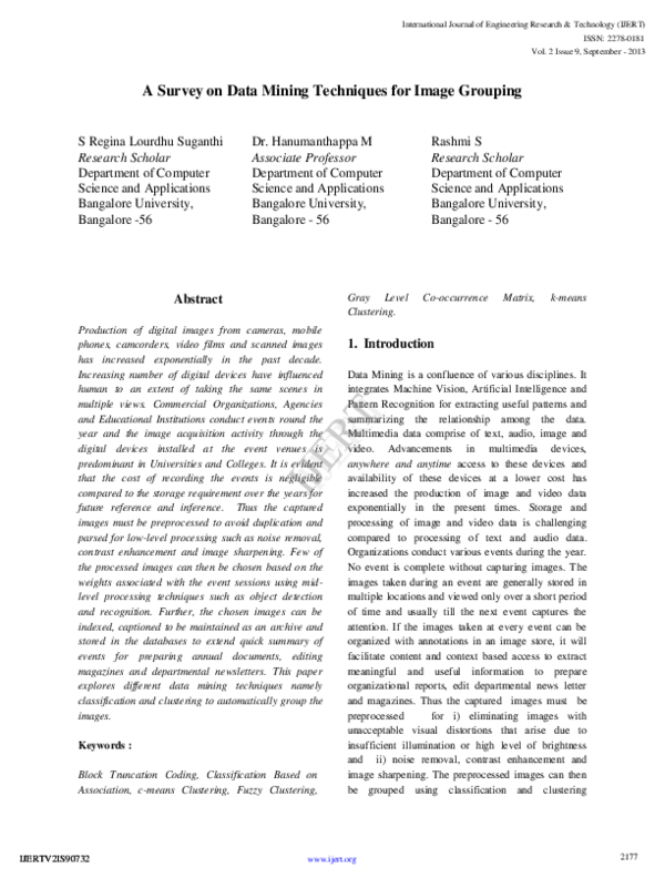 (PDF) IJERT-A Survey on Data Mining Techniques for Image Grouping