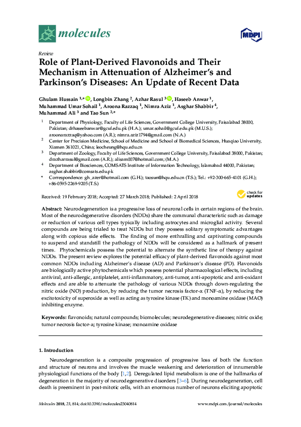 (PDF) Role of Plant-Derived Flavonoids and Their Mechanism in ...