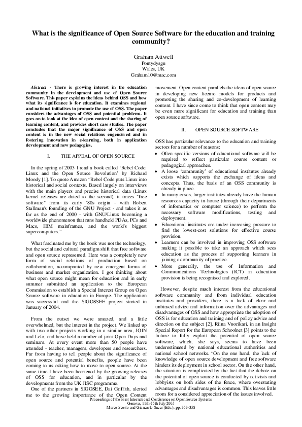 (PDF) What is the significance of Open Source Software for the ...