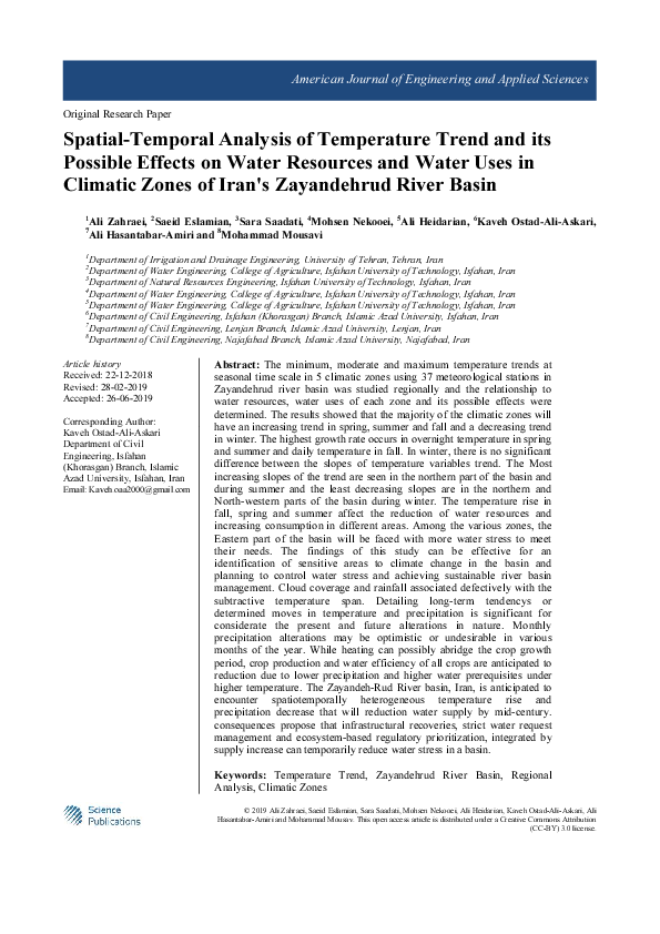 (PDF) Spatial-Temporal Analysis of Temperature Trend and its Possible ...