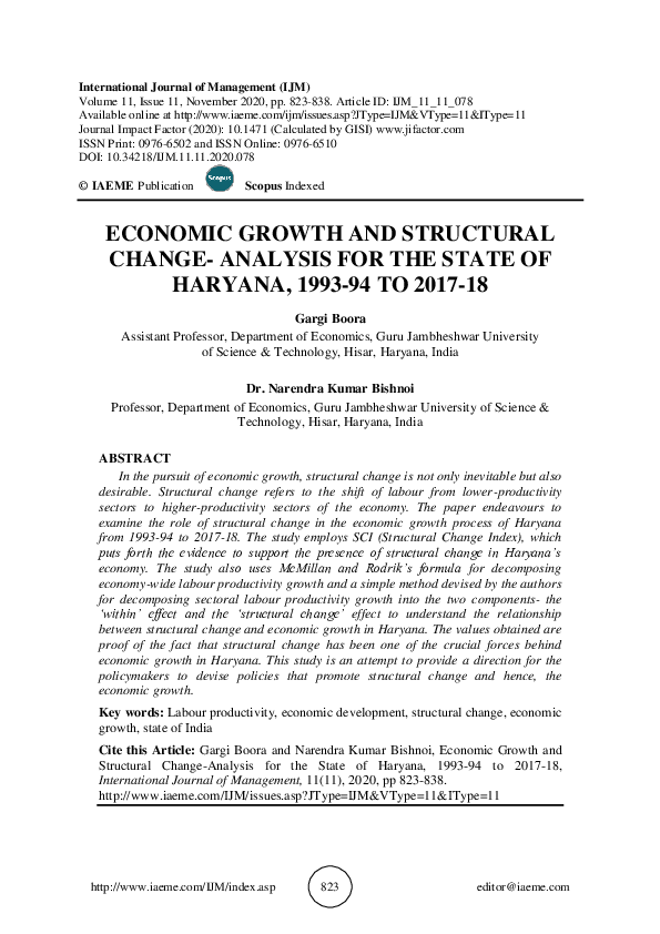 (PDF) ECONOMIC GROWTH AND STRUCTURAL CHANGE- ANALYSIS FOR THE STATE OF ...