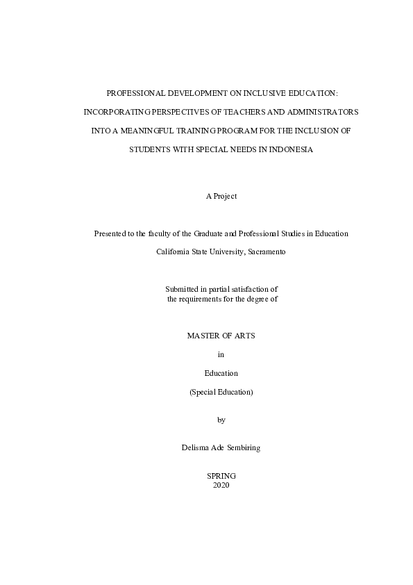 (PDF) PROFESSIONAL DEVELOPMENT ON INCLUSIVE EDUCATION: INCORPORATING ...