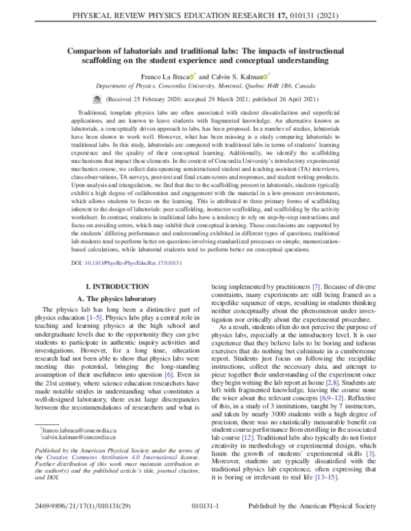 (PDF) Comparison of labatorials and traditional labs: The impacts of ...