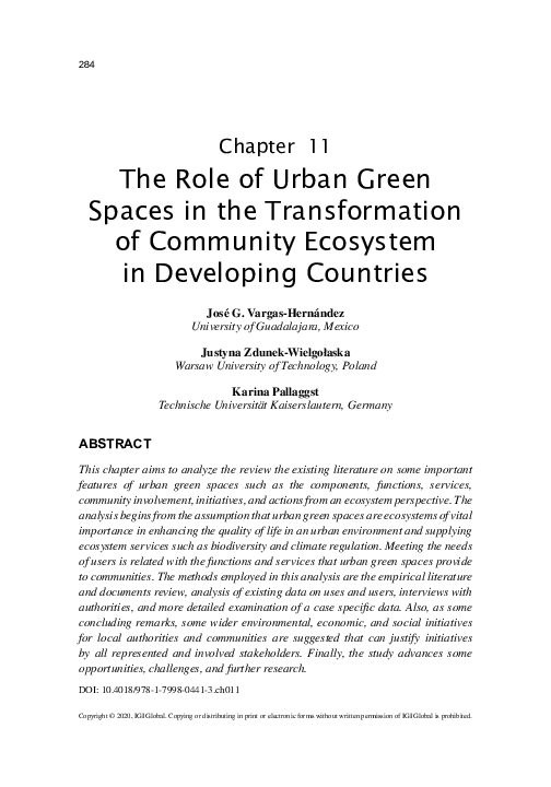 (PDF) The Role of Urban Green Spaces in the Transformation of Community ...