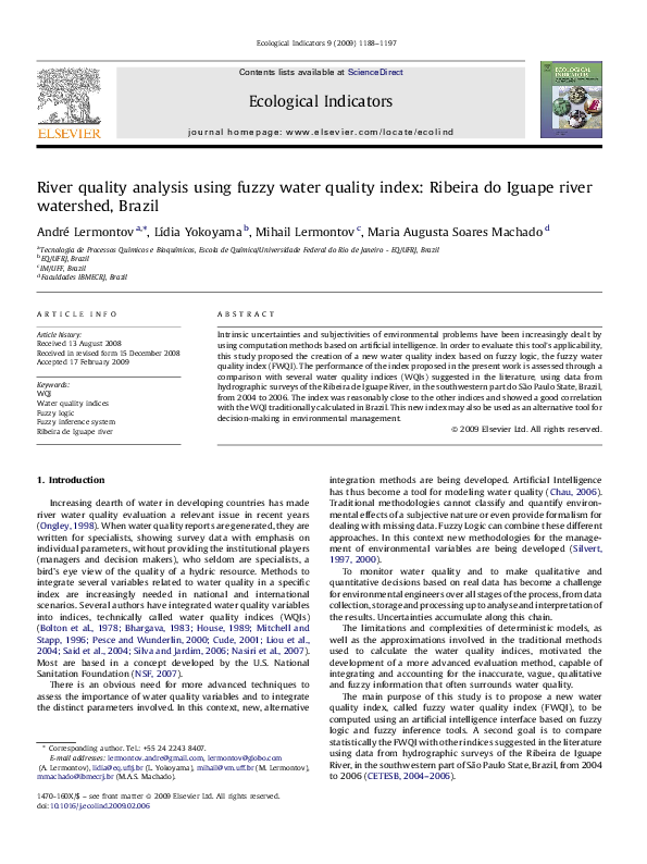 (PDF) River quality analysis using fuzzy water quality index: Ribeira ...