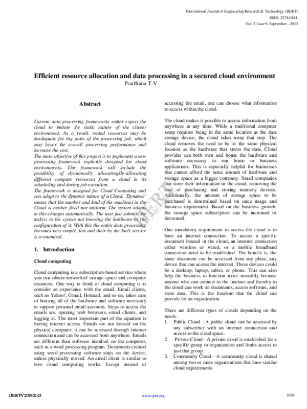 (PDF) Efficient resource allocation and data processing in a secured ...