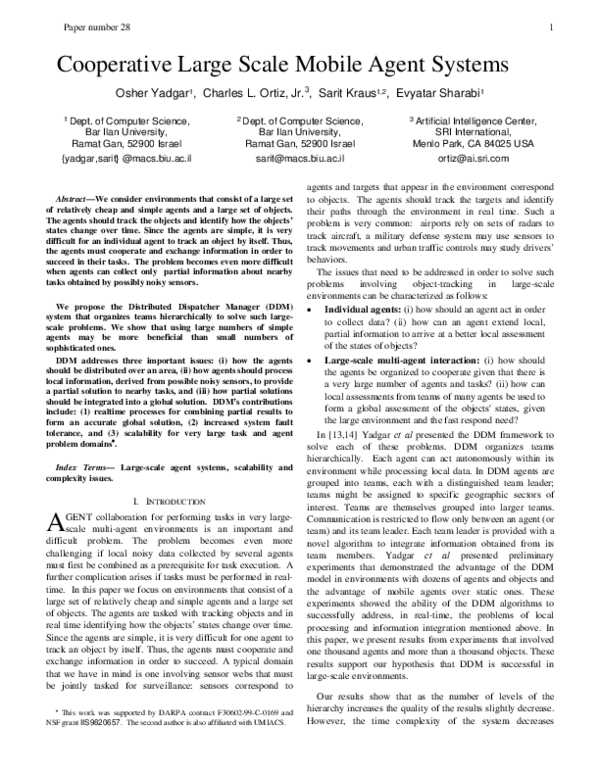 (PDF) Cooperative large scale mobile agent systems