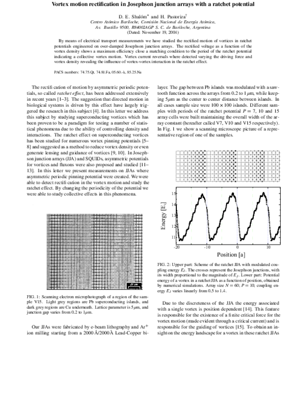 (PDF) Vortex Motion Rectification in Josephson Junction Arrays with a ...