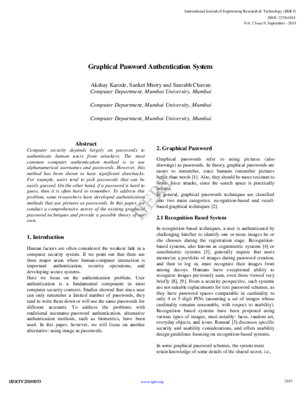 (PDF) Graphical Password Authentication System