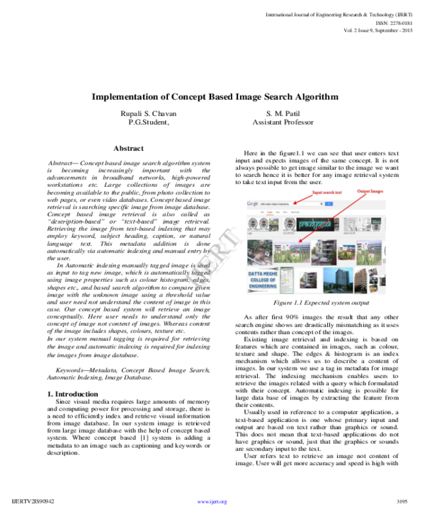 (PDF) Implementation of concept based image search algorithm IJERTV2IS