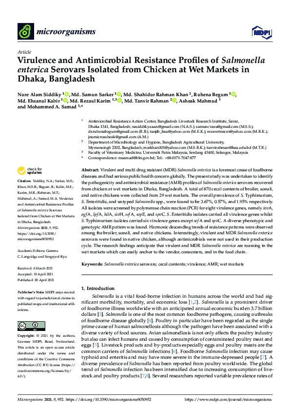 (PDF) Virulence and Antimicrobial Resistance Profiles of Salmonella ...