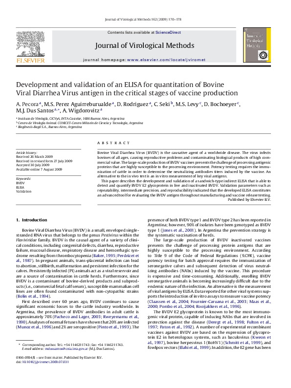 (PDF) Development and validation of an ELISA for quantitation of Bovine ...