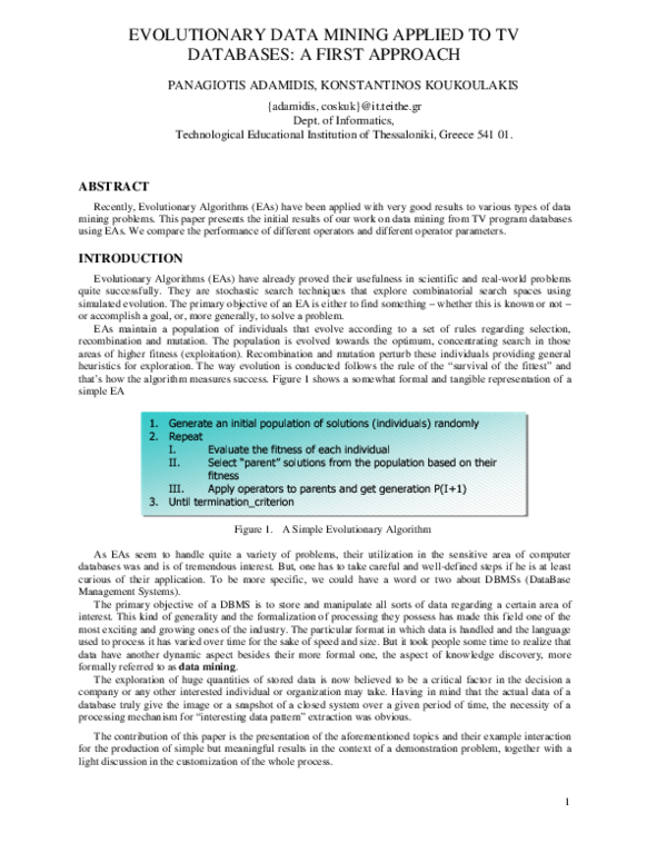 (PDF) Evolutionary Data Mining Applied To Tv Databases: A First Approach