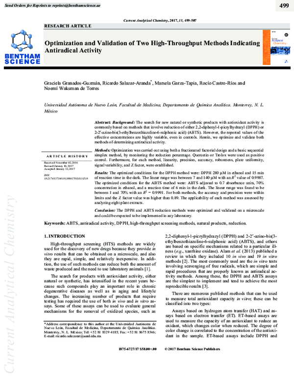 (PDF) Optimization and Validation of Two High-Throughput Methods ...