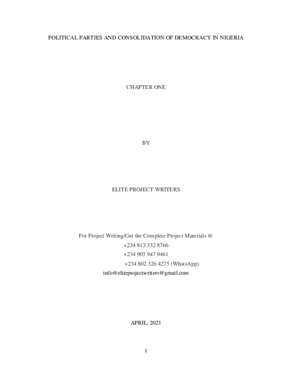 (PDF) POLITICAL PARTIES AND CONSOLIDATION OF DEMOCRACY IN NIGERIA