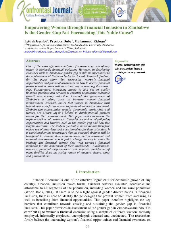 (PDF) Empowering Women through Financial Inclusion in Zimbabwe Is the ...