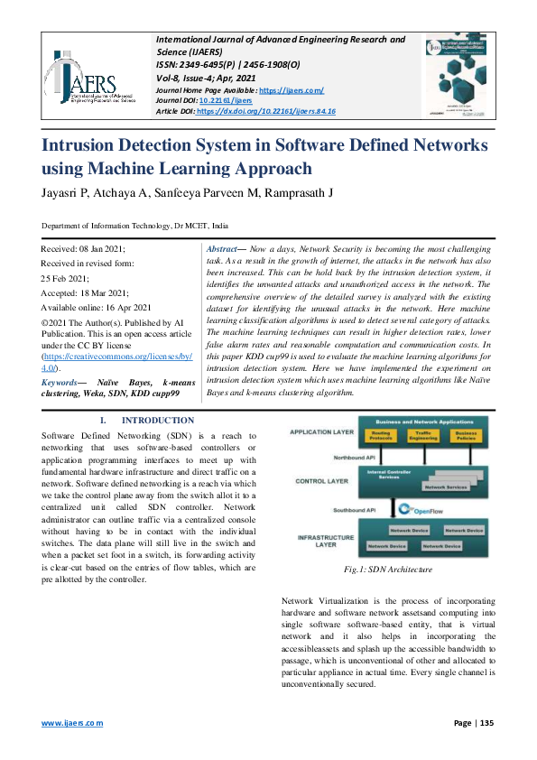 (PDF) Intrusion Detection System in Software Defined Networks using ...