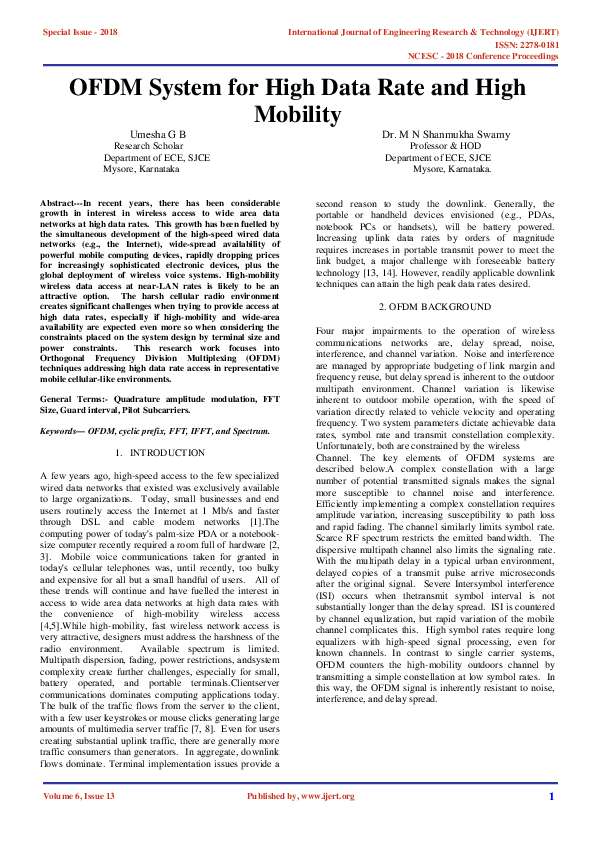 (PDF) IJERT-OFDM System for High Data Rate and High Mobility