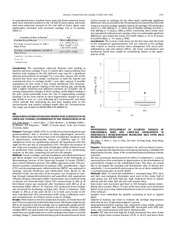 (PDF) Endogenous hydrogen sulfide production is reduced in OA cartilage ...