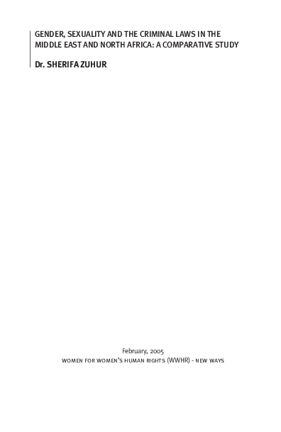 Gender, Sexuality, and Criminal Laws in the Middle East and North Africa:  A Comparative Study