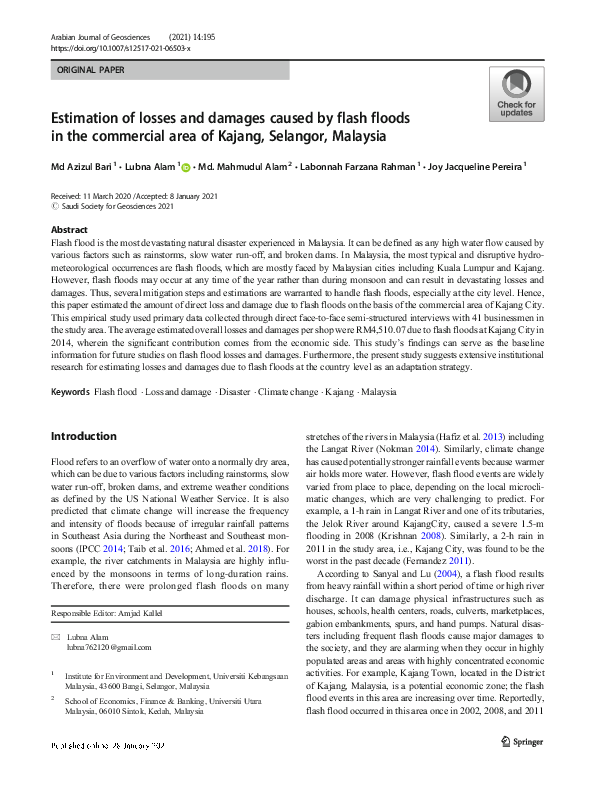 (PDF) Estimation of losses and damages caused by flash floods in the ...