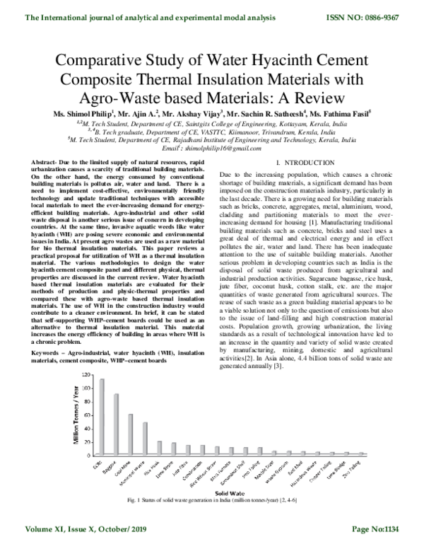 (PDF) Comparative Study of Water Hyacinth Cement Composite Thermal ...