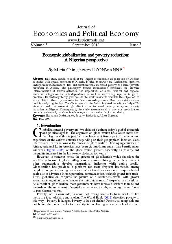 (PDF) Economic globalization and poverty reduction: A Nigerian perspective