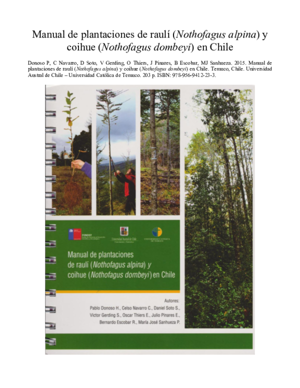 (PDF) Manual de plantaciones de raulí (Nothofagus alpina) y coihue ...