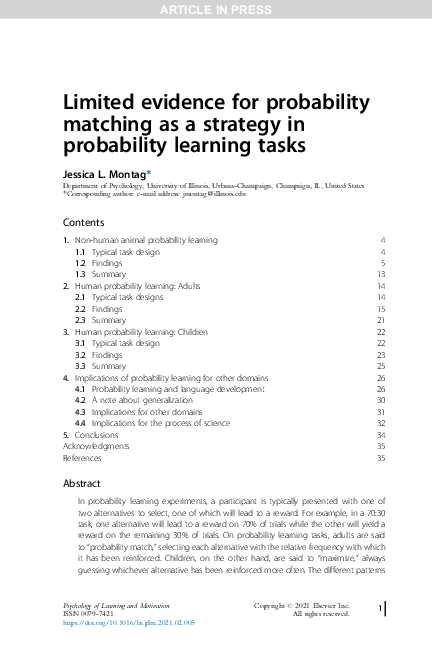 (PDF) Limited evidence for probability matching as a strategy in ...