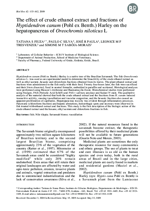 (PDF) The effect of crude ethanol extract and fractions of Hyptidendron ...