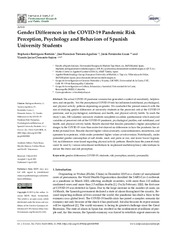 (PDF) Gender Differences in the COVID-19 Pandemic Risk Perception ...