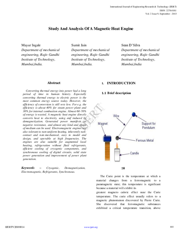(PDF) IJERTStudy and analysis of a heat engine IJERT