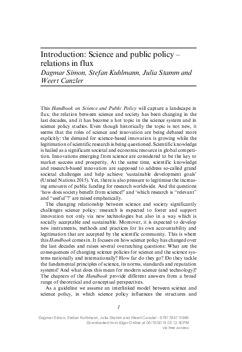 (PDF) Introduction: Science and public policy - relations in flux