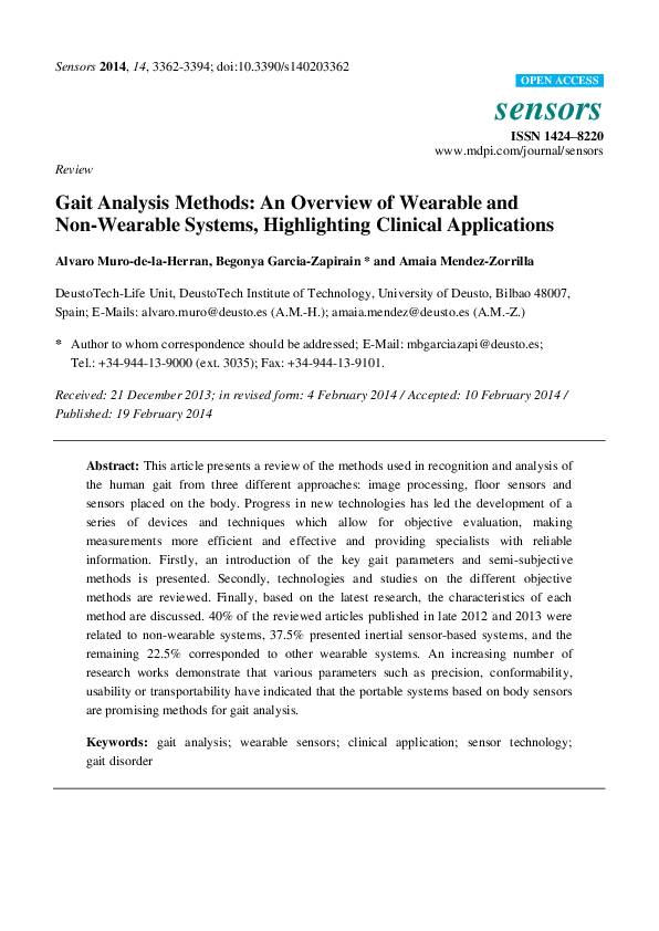 (PDF) Gait Analysis Methods: An Overview of Wearable and Non-Wearable ...